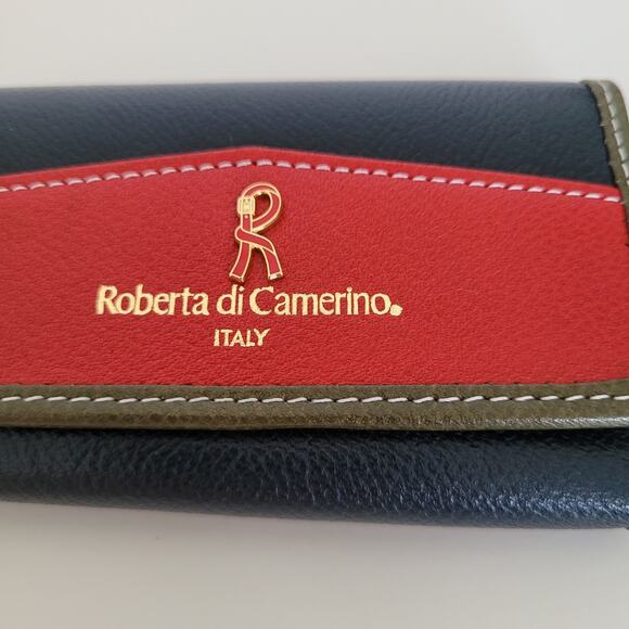 Roberta Di Camerino Italian Vintage Leather Key Case Wallet Smalll Blue Red - Picture 9 of 11